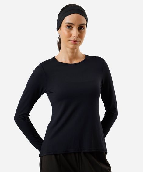 blusa feminina esportiva ace de poliamida manga longa preta