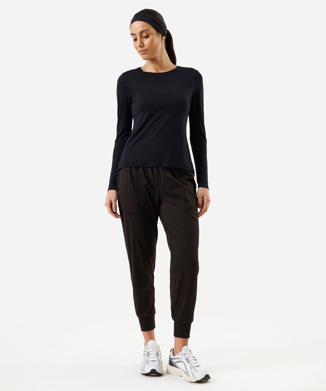 blusa feminina esportiva de poliamida manga longa preta