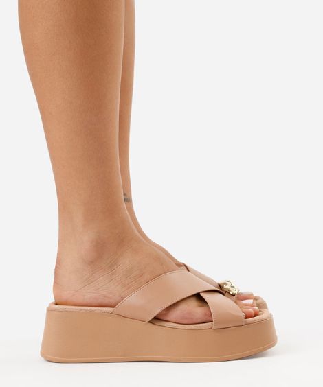 tamanco plataforma feminino beira rio bege