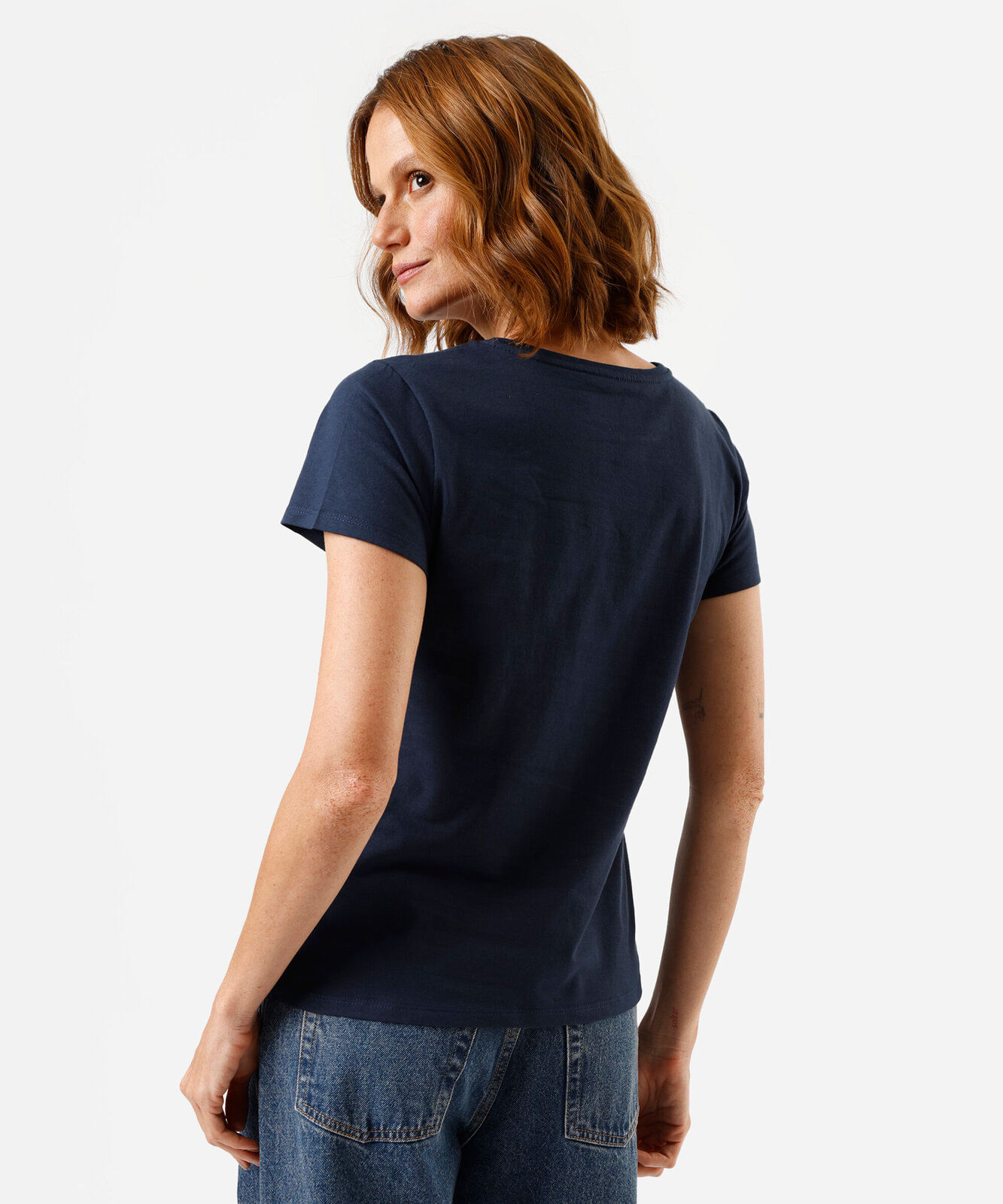 camiseta feminina de algodão manga curta stitch azul