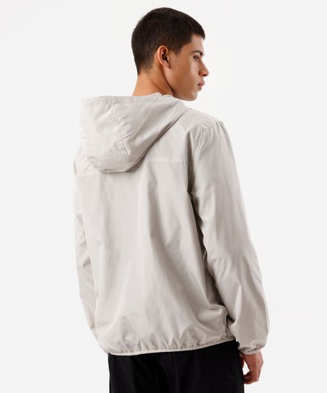 jaqueta masculina corta vento com capuz esportiva cinza