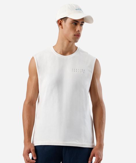 regata machão de algodão estampada off white