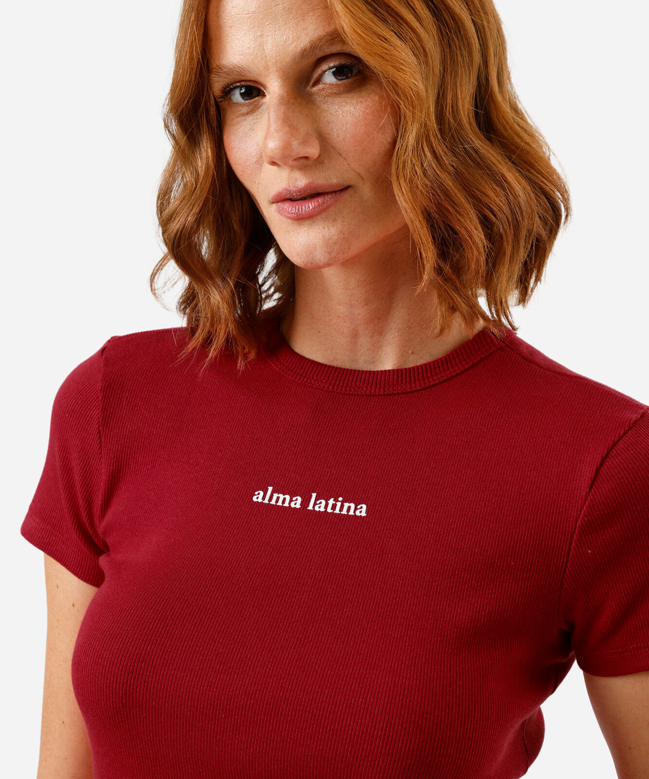 blusa baby look feminina de algodão manga curta estampada vermelha