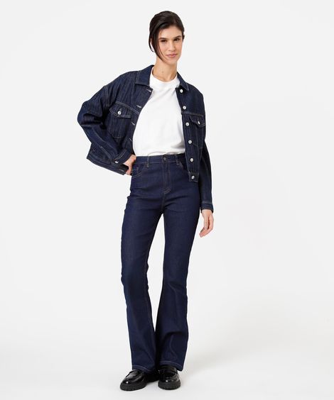 calça boot cut feminina jeans cintura alta azul