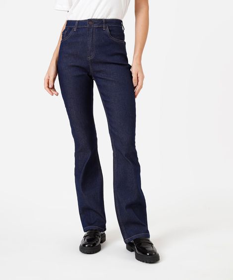 calça boot cut feminina jeans cintura alta azul