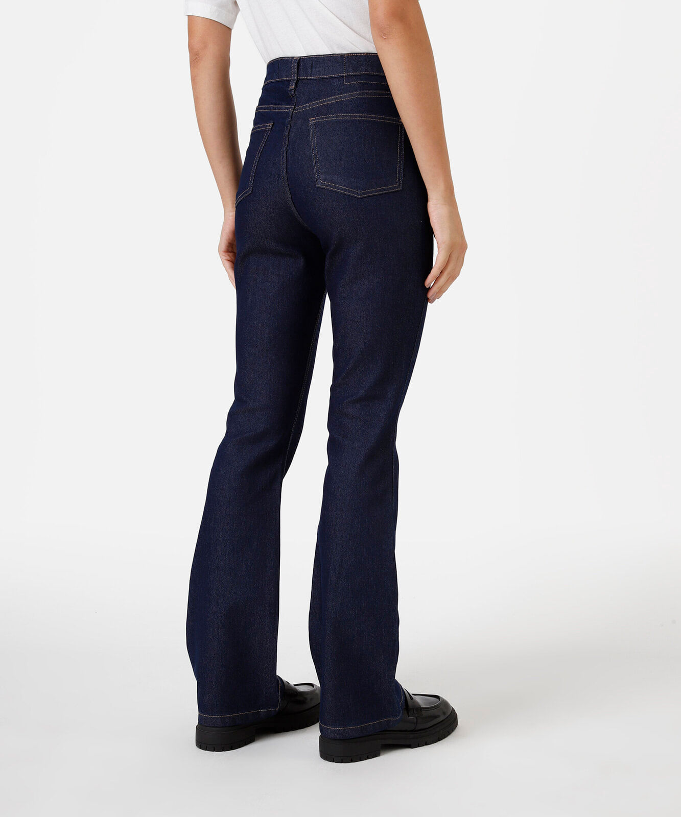 calça boot cut feminina jeans cintura alta azul