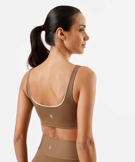 top feminino decote quadrado com bojo removível cea sports marrom