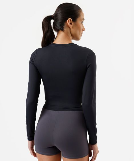 cropped feminino de poliamida manga longa cea sports preto