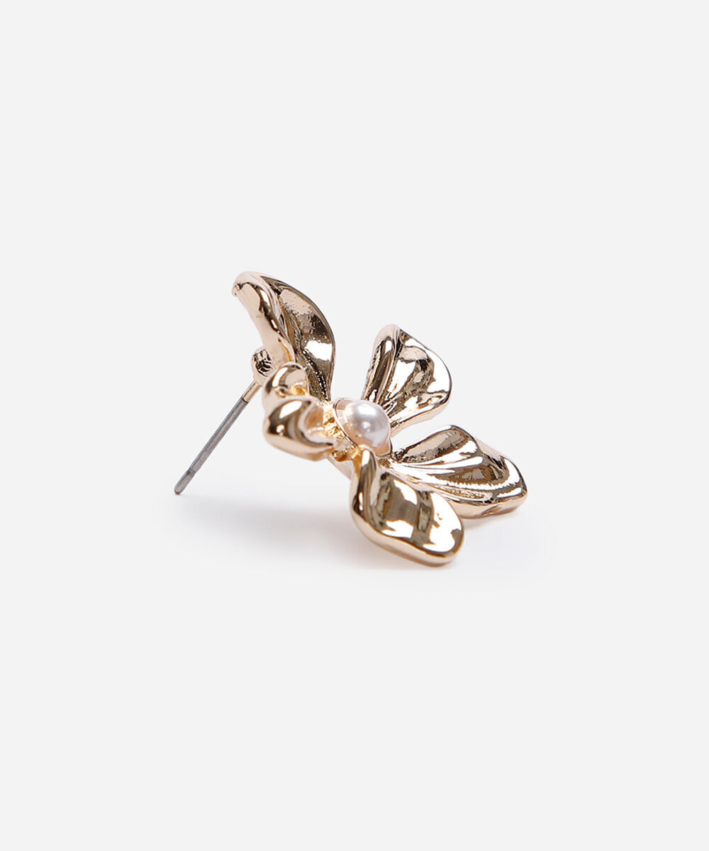 kit de colar e brinco floral dourado