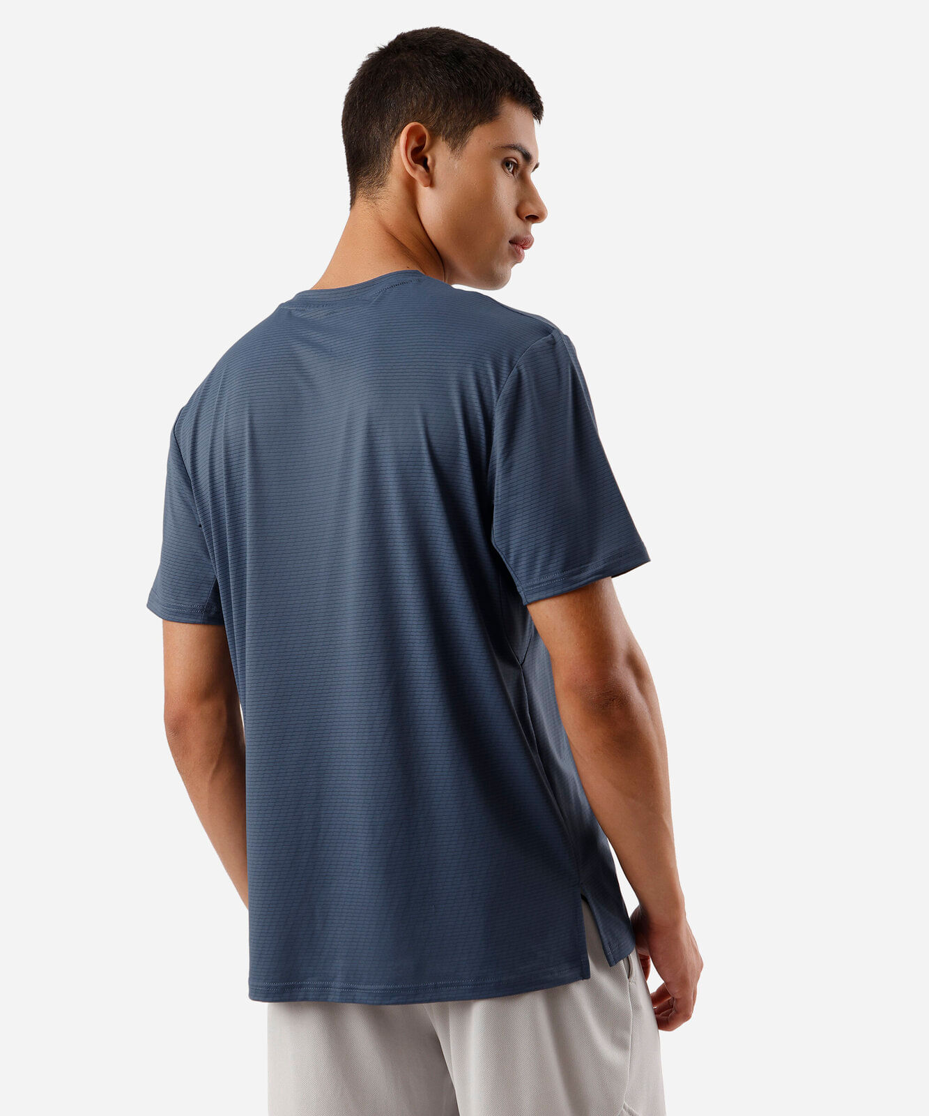 camiseta masculina esportiva texturizada azul
