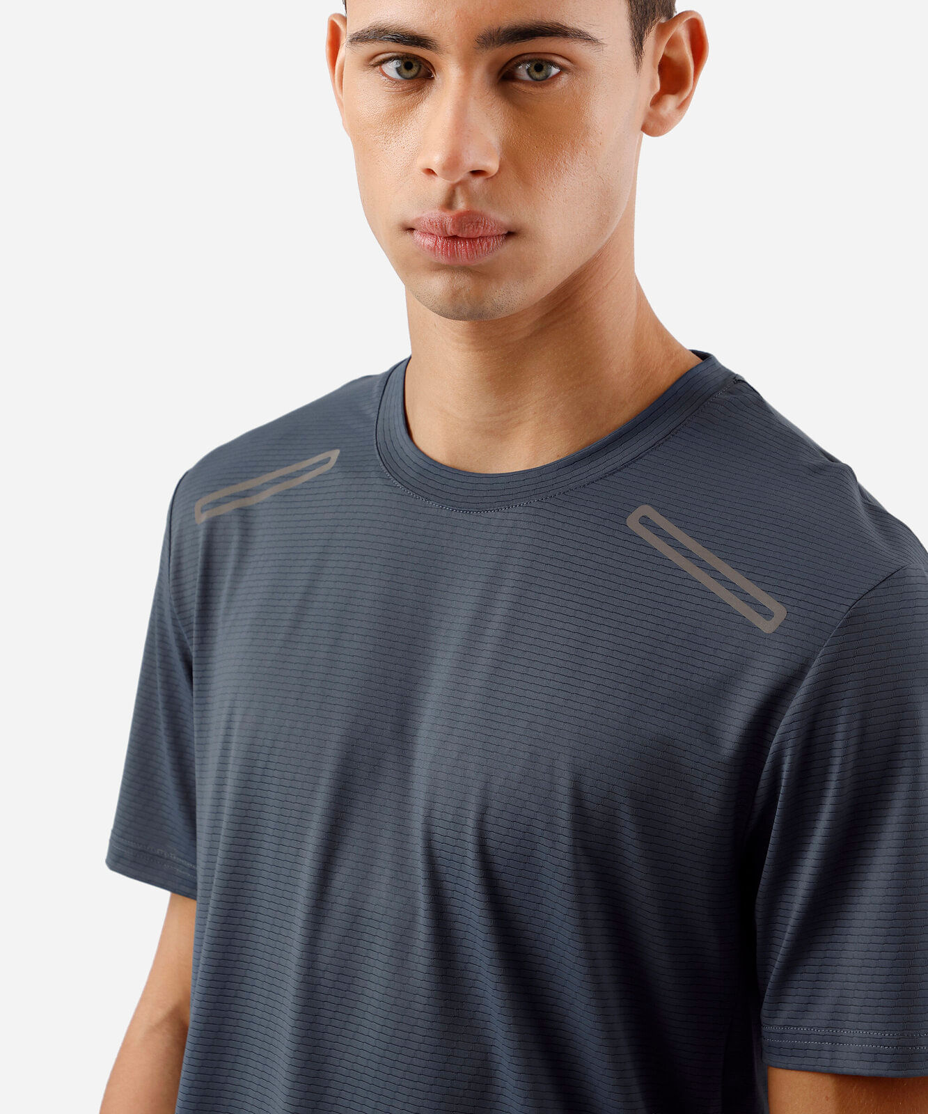 camiseta masculina esportiva texturizada azul
