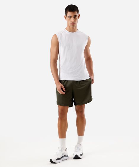 short masculino esportivo ace texturizado com recorte verde