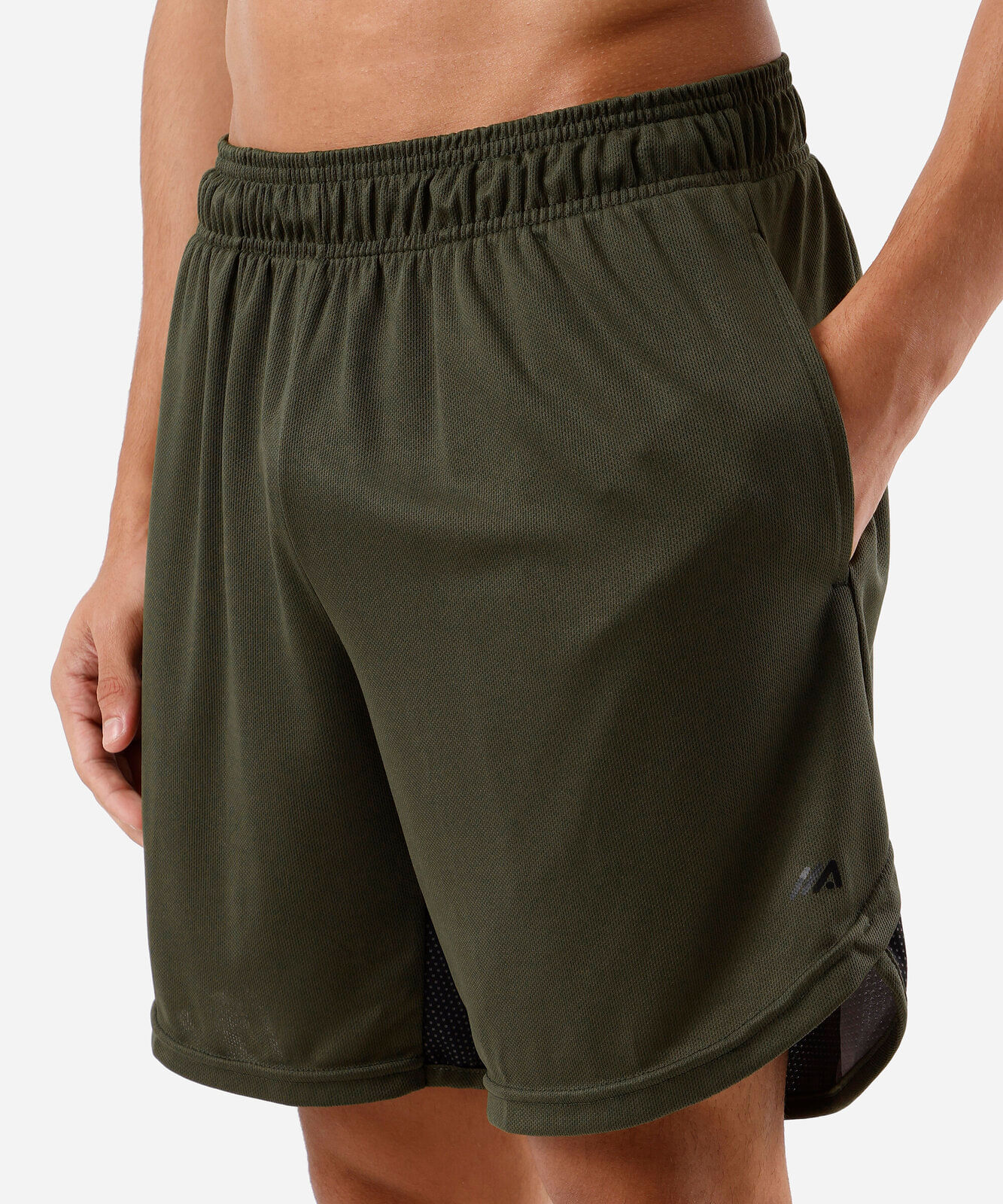 short masculino esportivo texturizado com recorte verde
