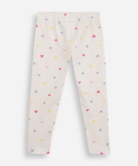 calça legging infantil corações bege