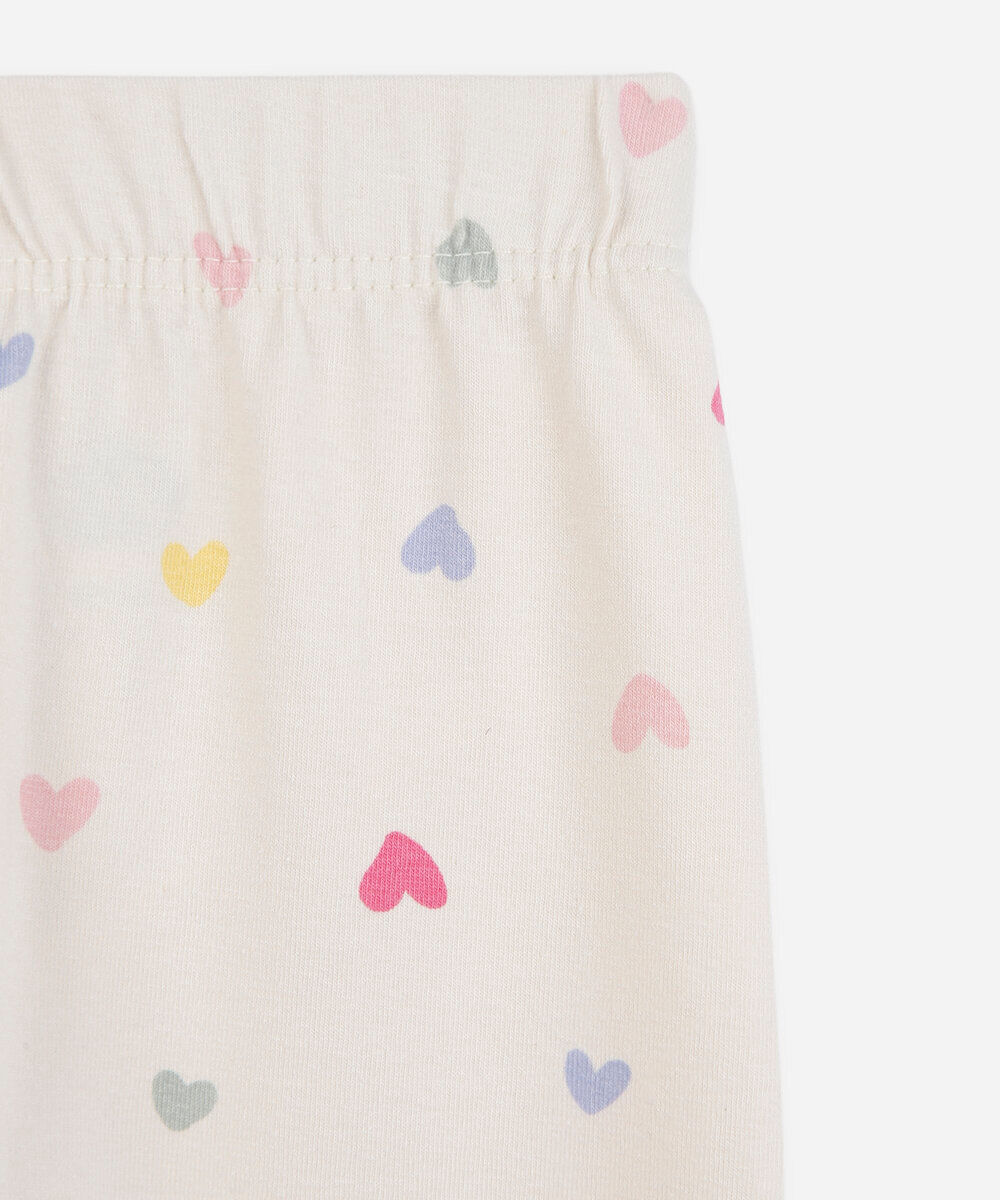 calça legging infantil corações bege