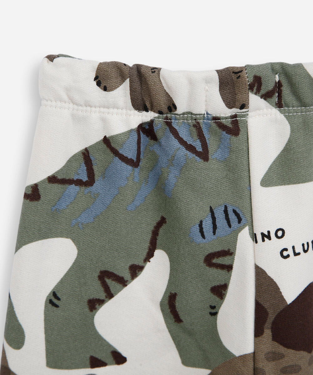 conjunto longo infantil de moletom dino off white
