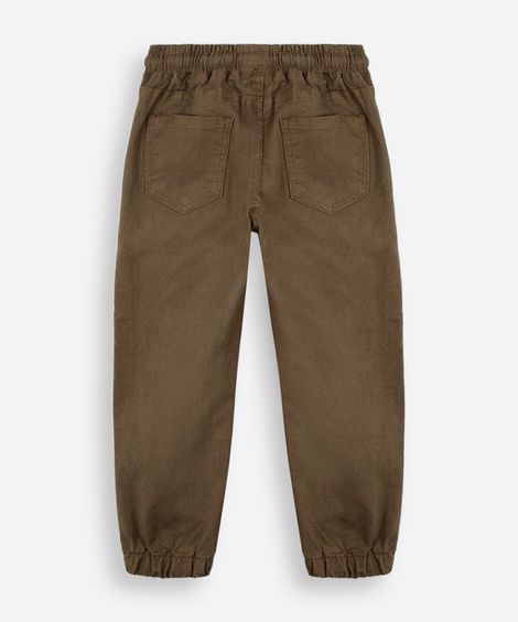 calça jogger infantil de sarja cós elástico marrom