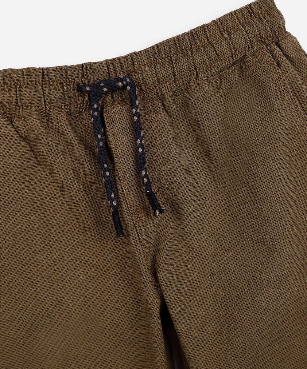 calça jogger infantil de sarja cós elástico marrom