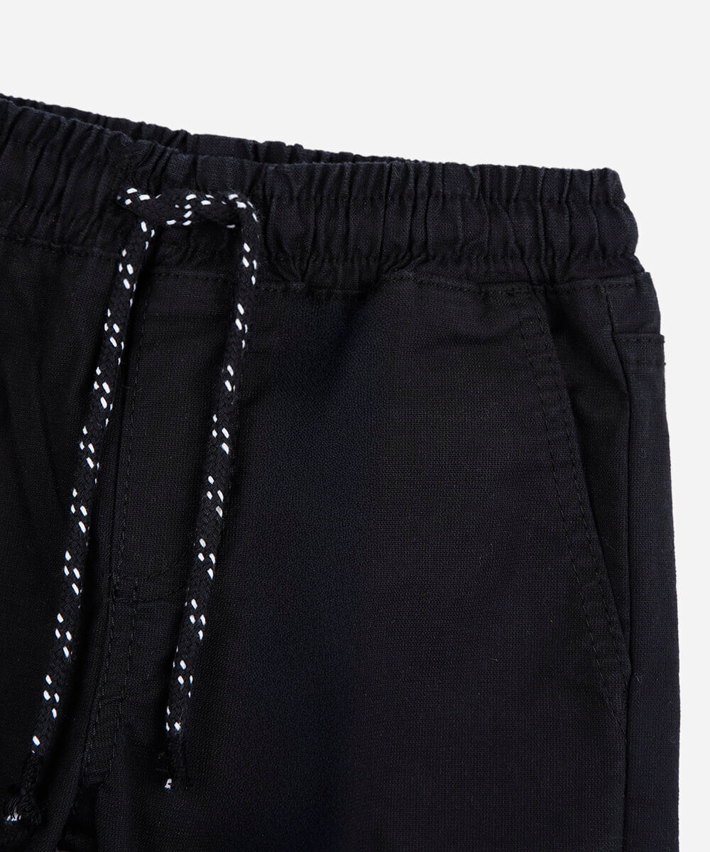calça jogger infantil de sarja cós elástico preta