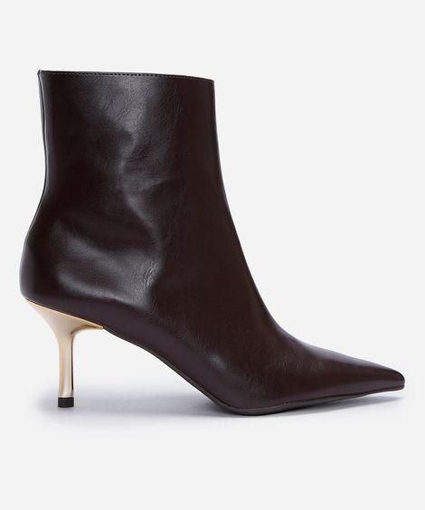 bota feminina cano curto e salto fino marrom