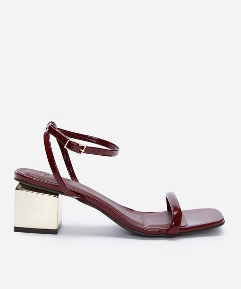 sandália bico quadrado salto grosso oneself vinho