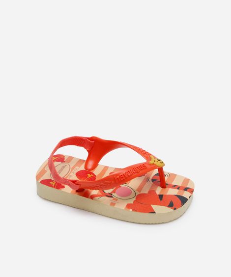chinelo com elástico infantil havaianas ursinho pooh bege