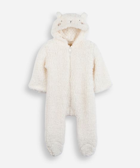 macacão infantil com capuz ovelha off white