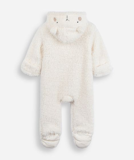 macacão infantil com capuz ovelha off white