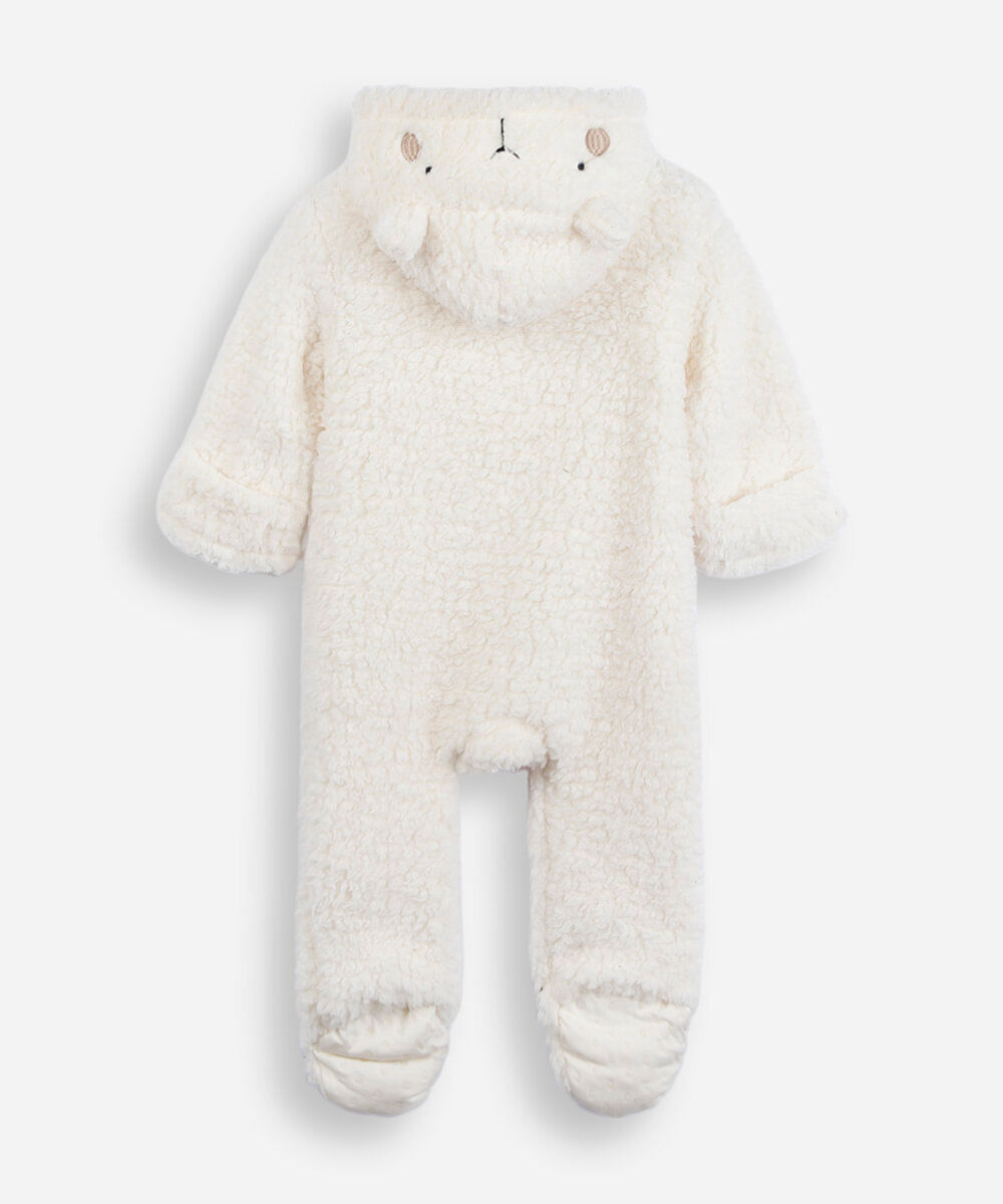 macacão infantil com capuz ovelha off white