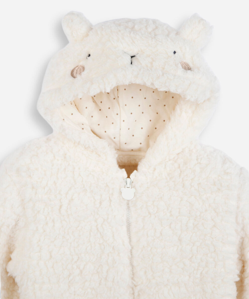 macacão infantil com capuz ovelha off white