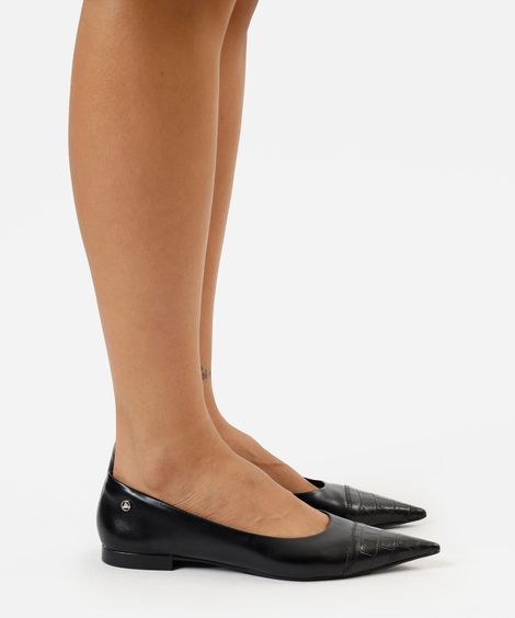 sapatilha bico fino croco via uno  preta