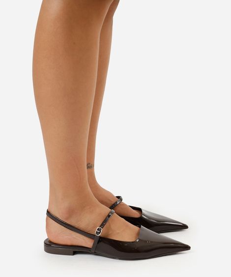 sapatilha slingback bico fino marrom