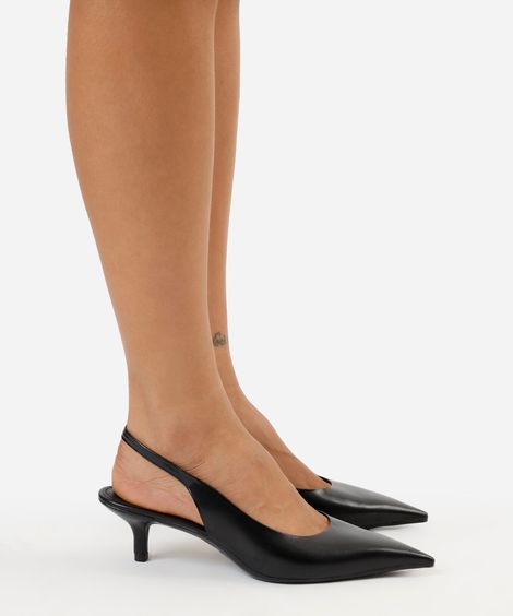 scarpin fino salto baixo oneself preto