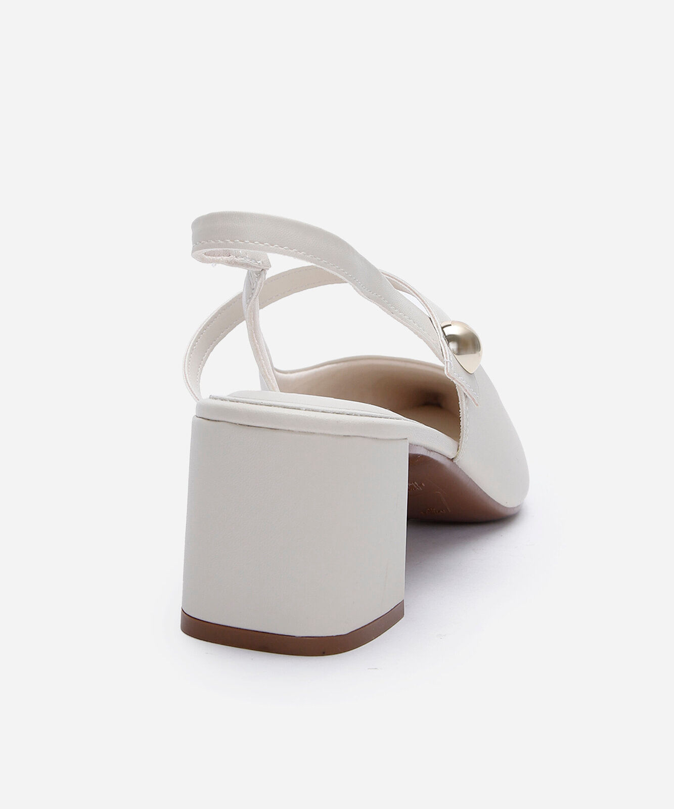 scarpin slingback bico fino salto grosso off white