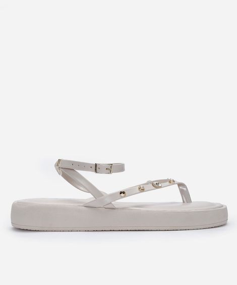 rasteirinha flatform com tachas off white