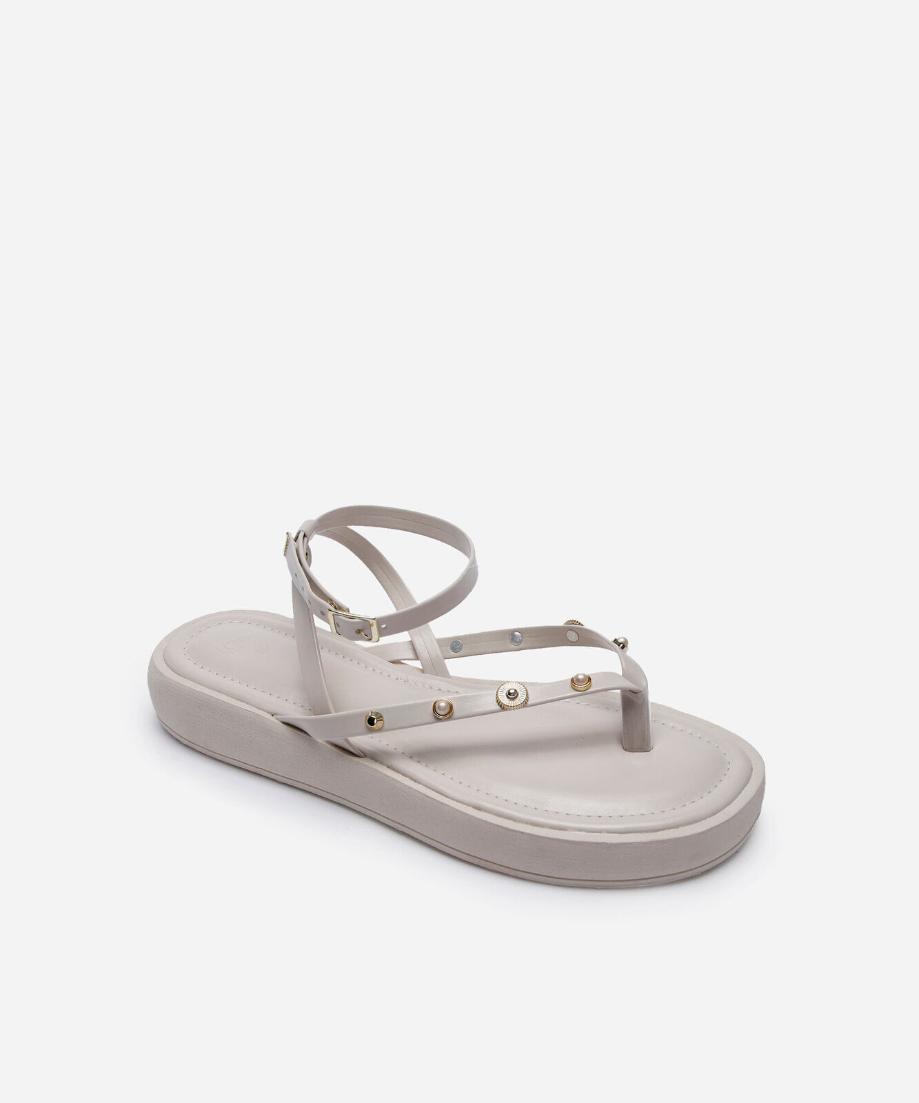 rasteirinha flatform com tachas off white