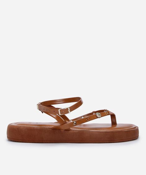 rasteirinha flatform com tachas marrom