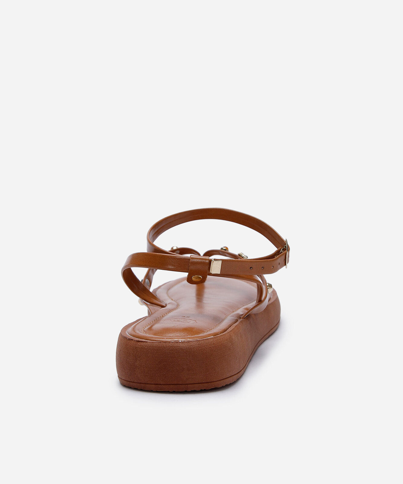 rasteirinha flatform com tachas marrom