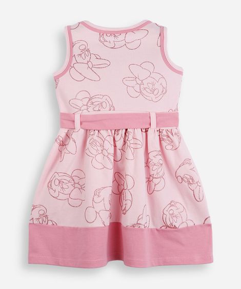 vestido infantil de algodão com laço minnie rosa