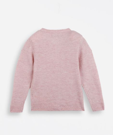 cardigan infantil de tricot com laços rosa