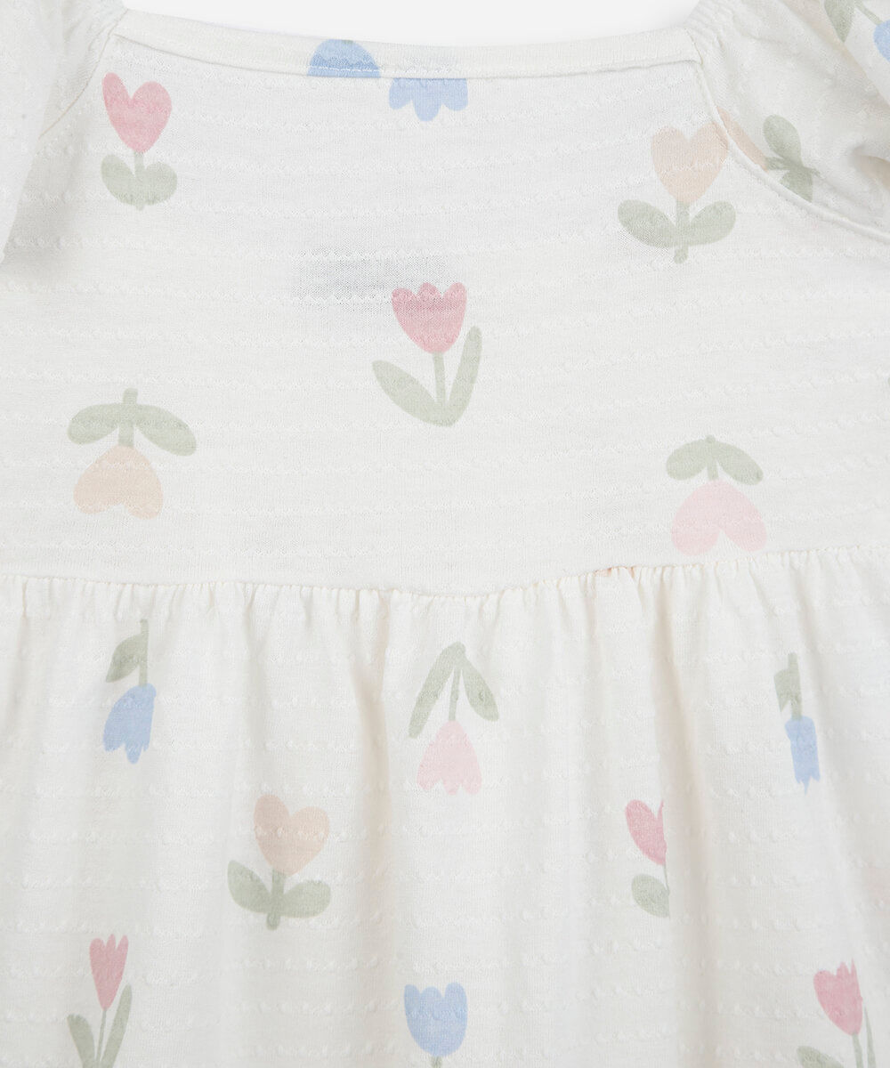 vestido infantil com algodão floral colorido