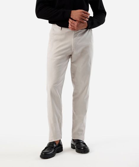 calça slim chino masculina de sarja cinza