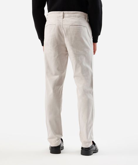 calça slim chino masculina de sarja cinza