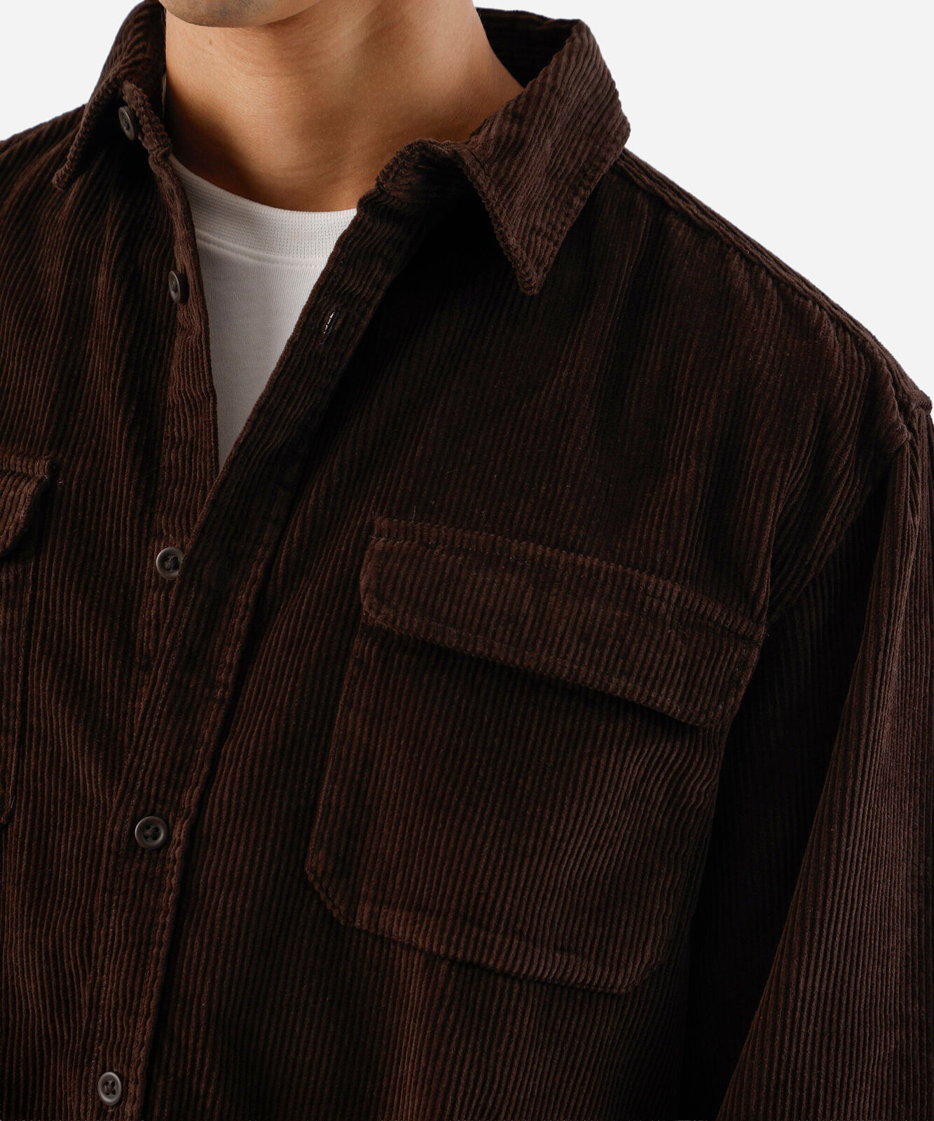 camisa masculina de veludo cotelê manga longa marrom