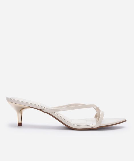 tamanco bico fino salto baixo off white