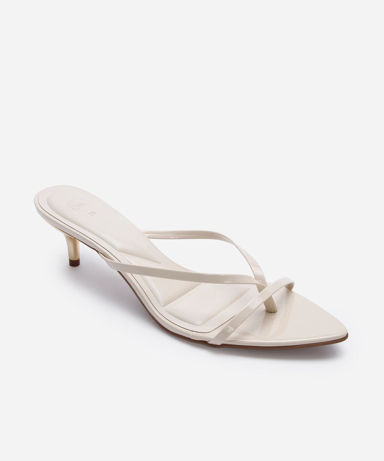 tamanco bico fino salto baixo off white