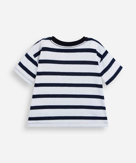 camiseta infantil manga curta listrada carros azul
