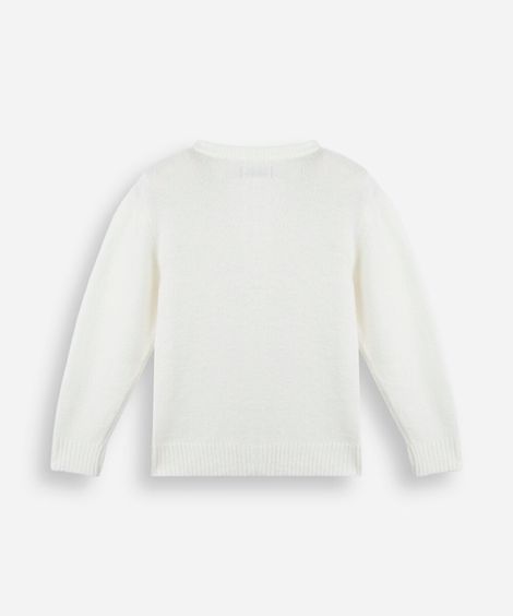cardigan infantil de tricot com laços  off white