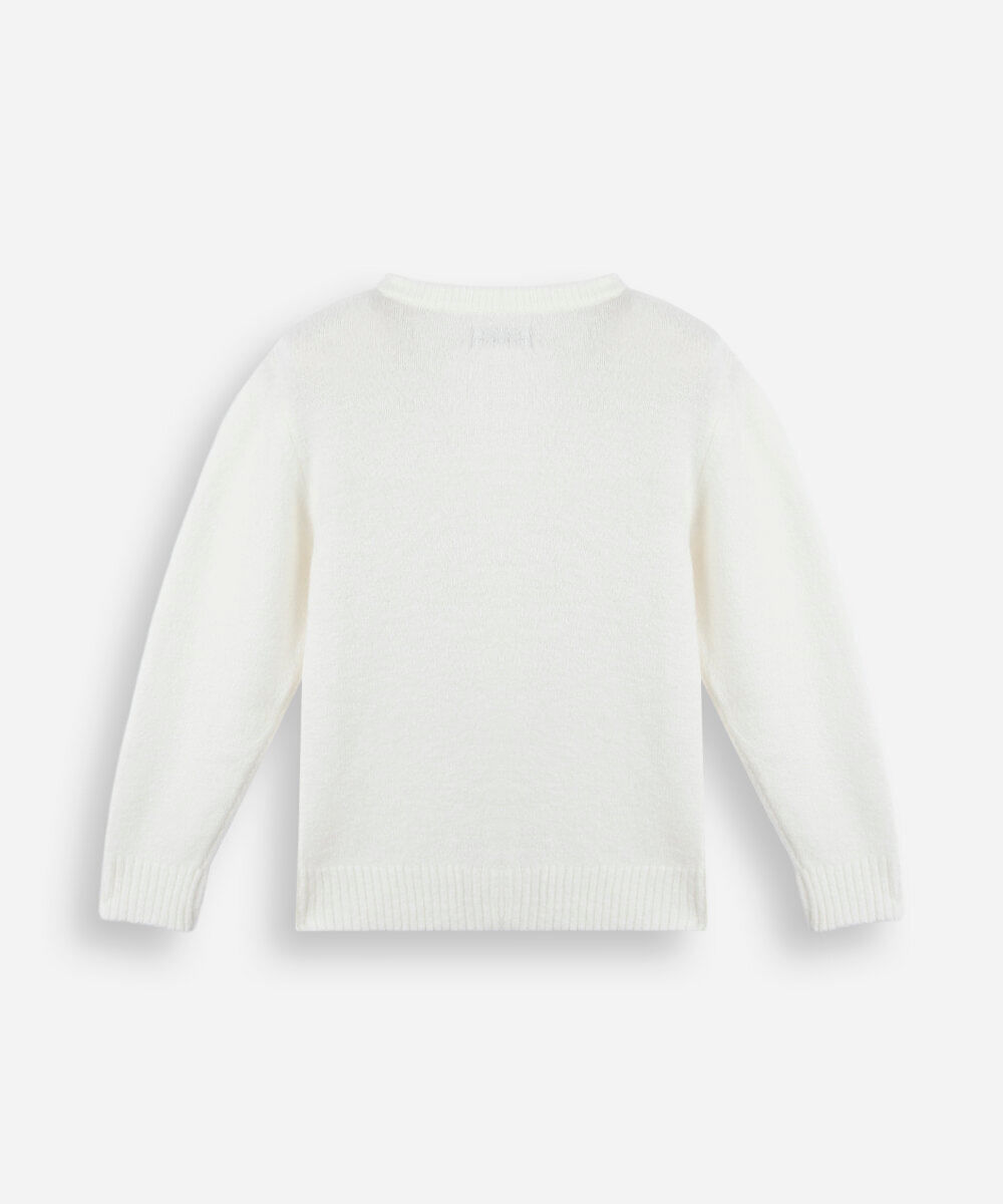 cardigan infantil de tricot com laços  off white