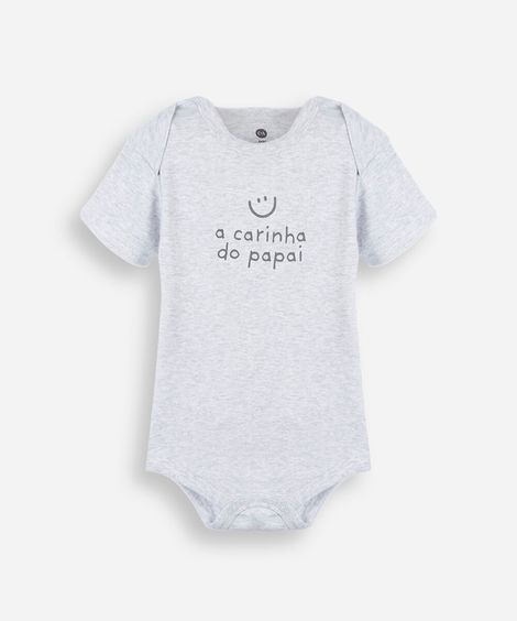 body infantil de algodão manga curta estampado cinza